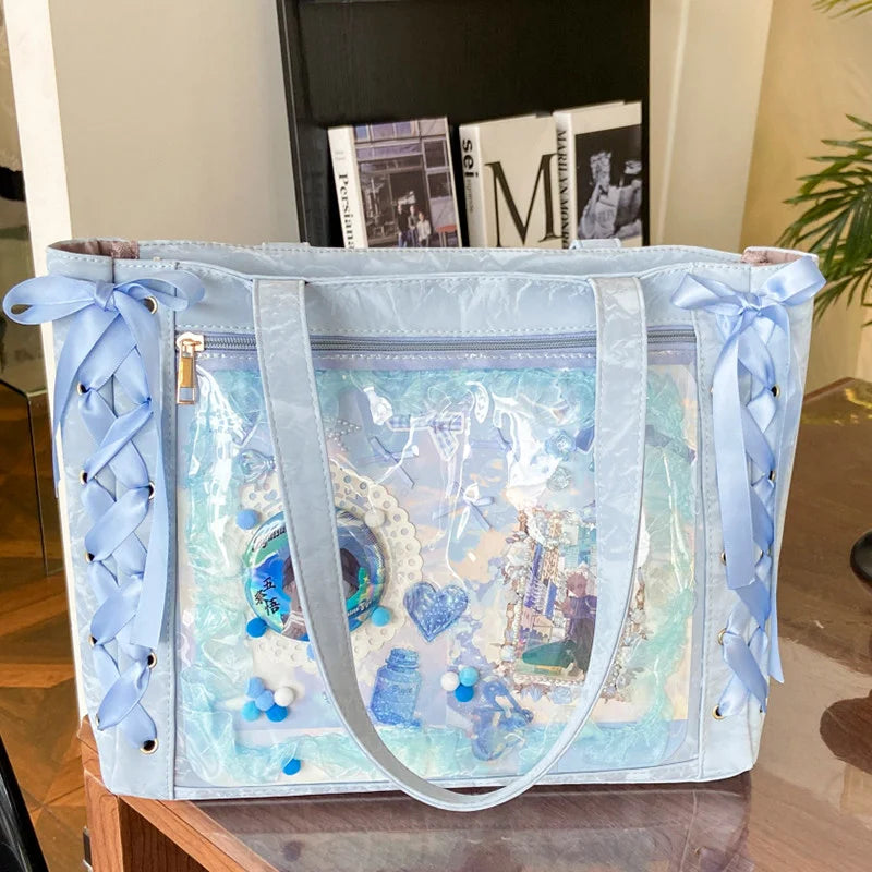 Neue Y2K Süße Japanische Ita Bag Lolita Mädchen Transparente Umhängetasche Große Kapazität Umhängetasche Lässige Tasche DIY Display Handtaschen