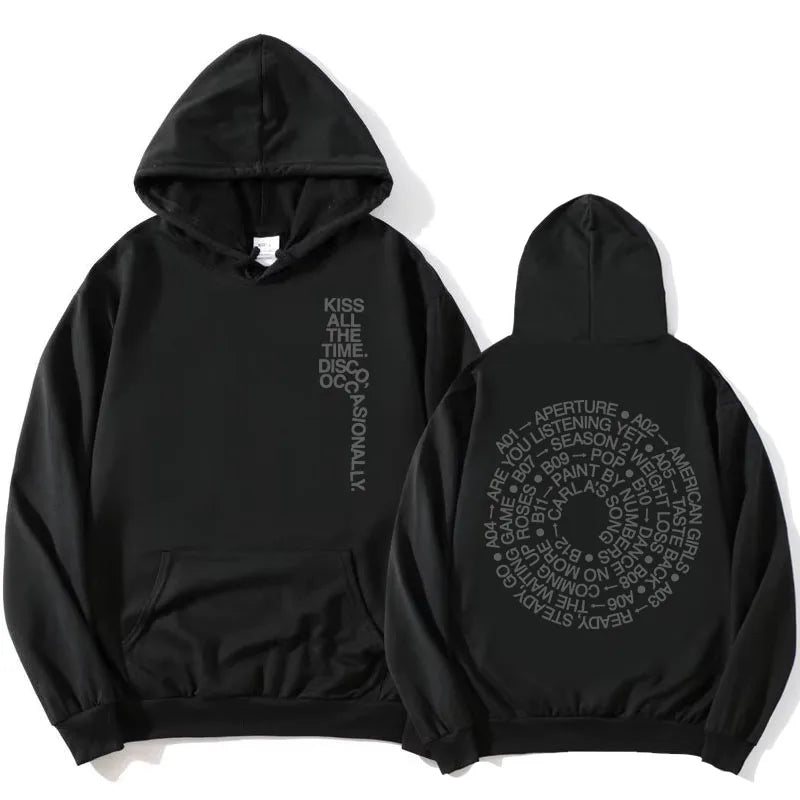 HarryStyles KISS ALL THE TIME. DISCO, OCCASIONALLY.  Hoodies Album Design Graphic Print Sweatshirts Women Clothing Fleece Hoodie