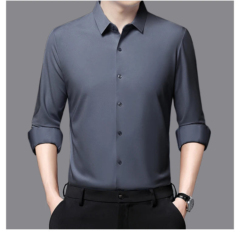 Premium Herren Ultra-Stretch Hemd – Hochwertiges seidiges Business Hemd mit langen Ärmeln für den Business- und Freizeitbereich