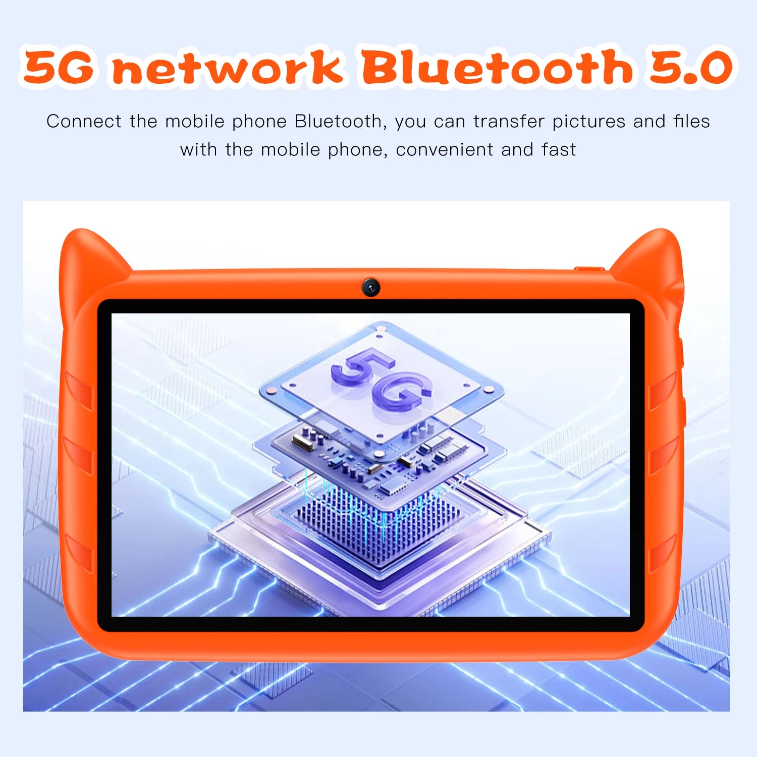 BDF Cartoon-Muster 7 Zoll Kinder-Tablet Quad Core 4GB RAM 64GB ROM Android 13 Google Lernspiele Tablets 4000mAh