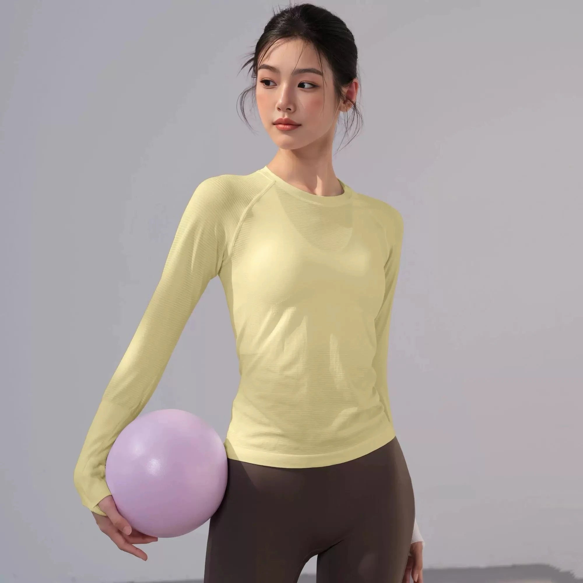 Damen Outdoor Sportshirt Yoga Wear Fitness T-Shirt Laufshirt Workout Top Damen Langarm Sportbekleidung Trainingskleidung Fitnessstudio