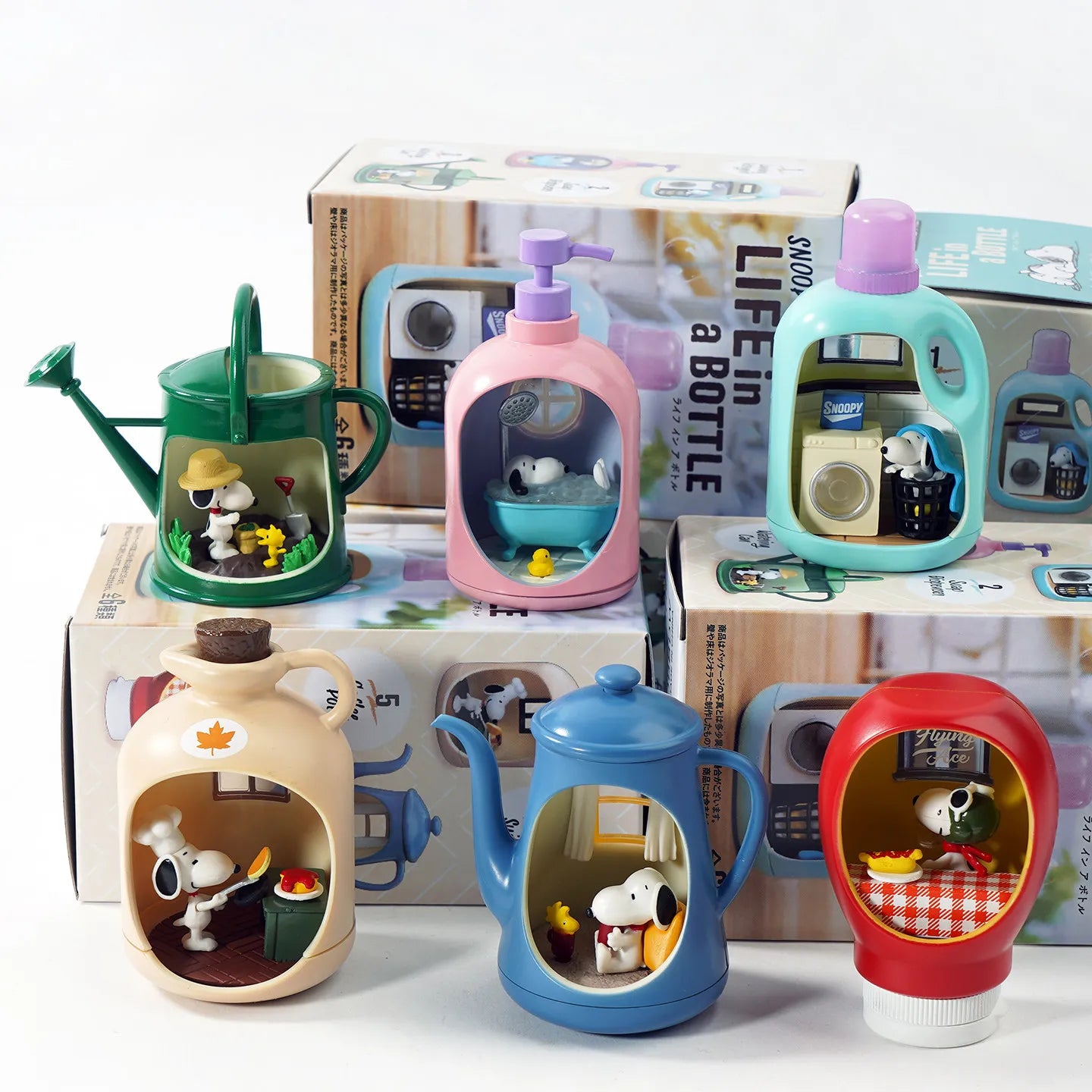 Re-Ment Life in A Bottle Snoopy Mystery Blind Box Geschenke Spielzeugmodell Anime Figuren Sammlerstücke Dekorationen