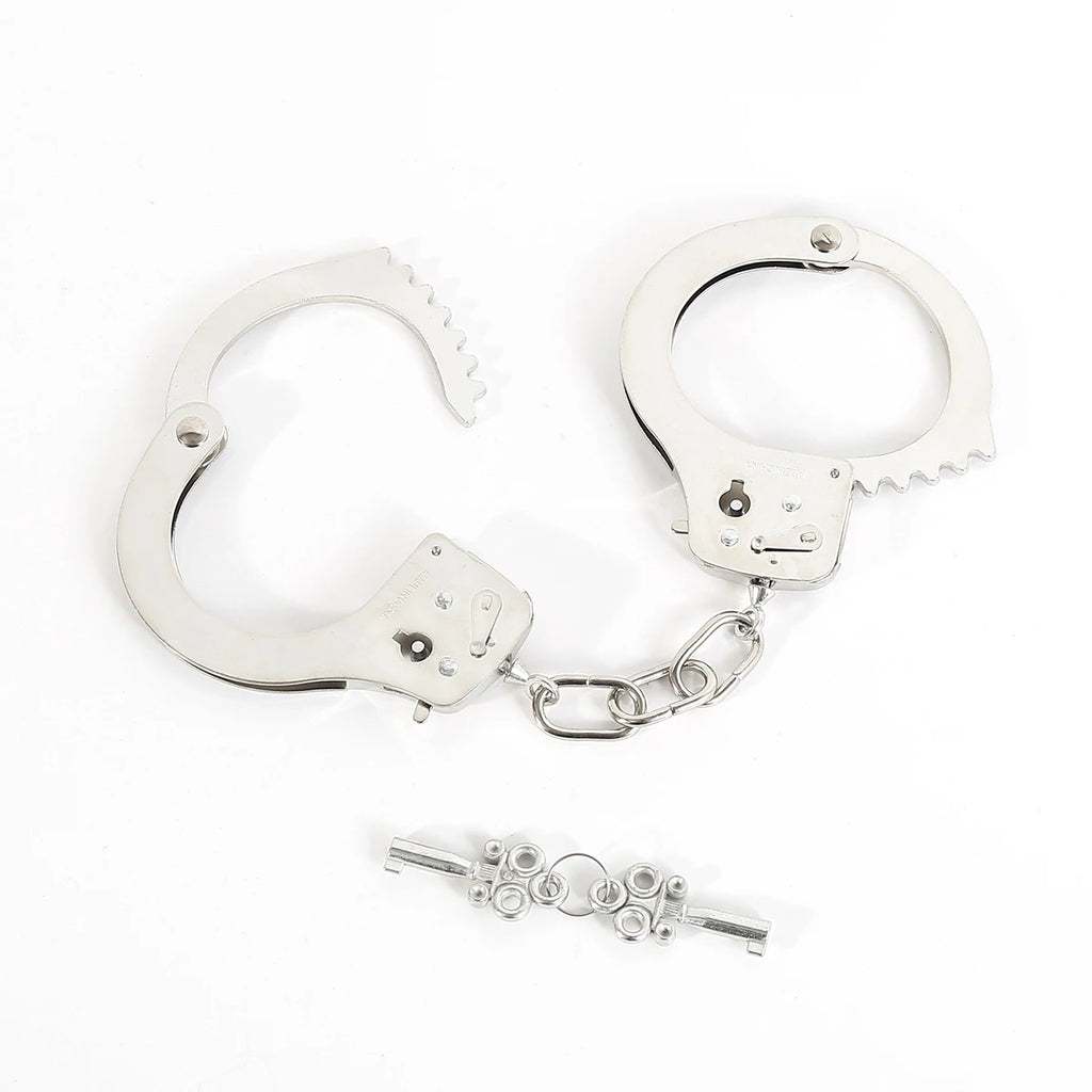 DUTRIEUX Edelstahl Handschellen BDSM Fesselset Verstellbare Metallfußfesseln Kette Fetisch Fesseln Sexspielzeug für Paare