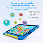 Kinder-Tablet Android 15 Tablet für Kinder 10 Zoll 20GB+64GB 8-Kern mit Hülle 1TB TF erweiterbar für Kleinkinder Kinder Kindersicherung