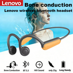 Lenovo Neue Real Knochenleitungs-Sportkopfhörer Kabelloser Ohrhörer Bluetooth-kompatibles Headset Freisprechfunktion mit Mikrofon zum Laufen