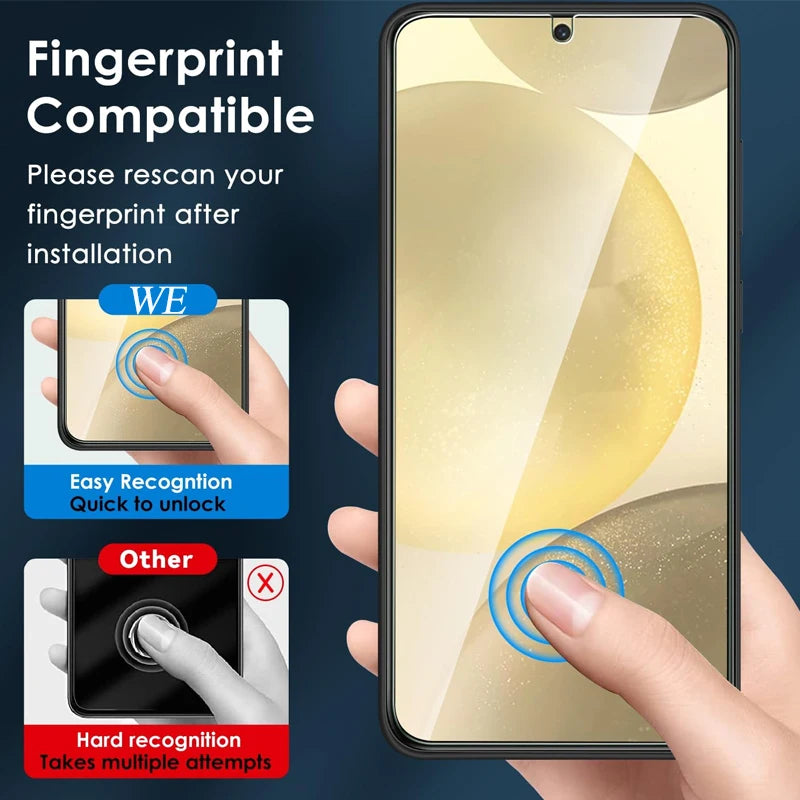 2+2 Fingerabdruck-Scanning-Glas für Samsung S25 S26 S24 S23 S22 S21 Displayschutzfolie für Galaxy S25 Ultra Kameraschutz S24 FE