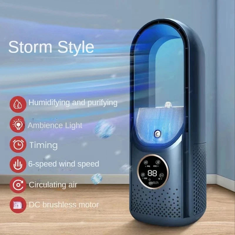 Tragbarer USB-Luftkühler, blattloser Ventilator, 6 Geschwindigkeiten, leiser Timer, Klimaanlage, Kühlventilator, Luftbefeuchter, Konditionierungsventilator Zweitbild