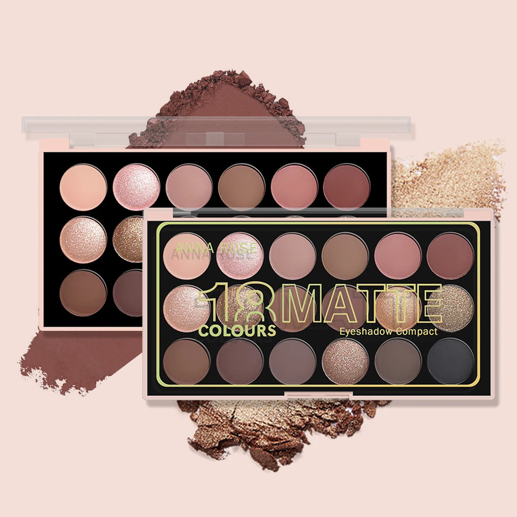 18-Farben-Lidschatten-Palette – Perlglanz, Matt, feiner Schimmer, Glitzer, Erdtöne, langanhaltend, hochpigmentiert