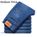 Herrenhose Büro Business Jeans Herren Klassische Blau Schwarz Baumwolle Stretch Straight Denim Hose Herren Marken Hosen