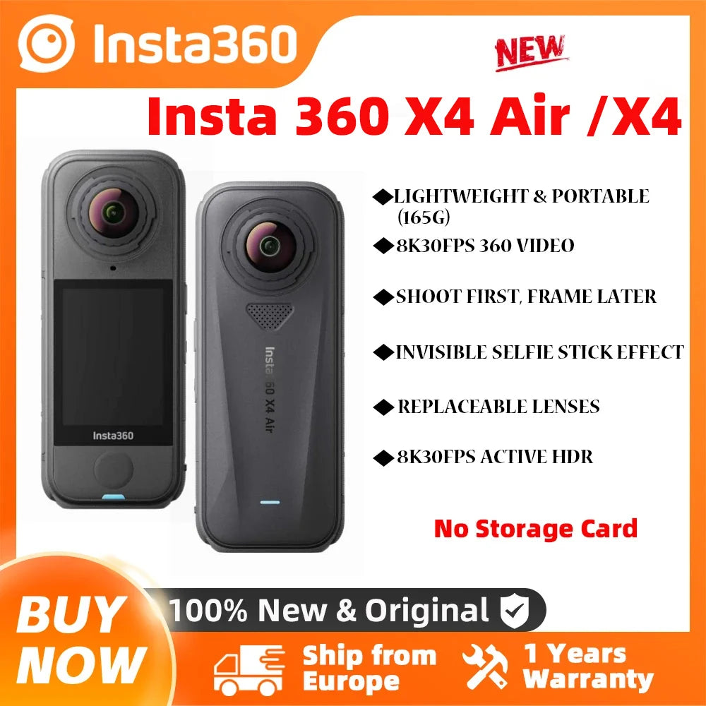 Insta360 X4 Air / X4 Action-Kamera - 165g leichte 8K 360-Grad-Kamera, Unsichtbarer-Selfie-Stick-Effekt integriert, X4 Air gewünscht