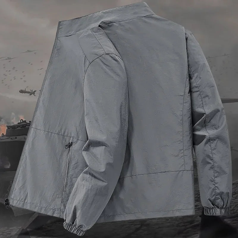 Herren Stehkragenjacke Frühling Atmungsaktiv Leicht Anti-Falten Windjacke Outdoor Sport Freizeit Schnelltrocknende Arbeitsjacken