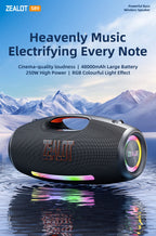 ZEALOT-S89 250W Wasserdichter tragbarer Bluetooth-Lautsprecher, kabelloser Outdoor-Boombox-SubwooferDreifach passive Radiatoren-Tiefer Bass