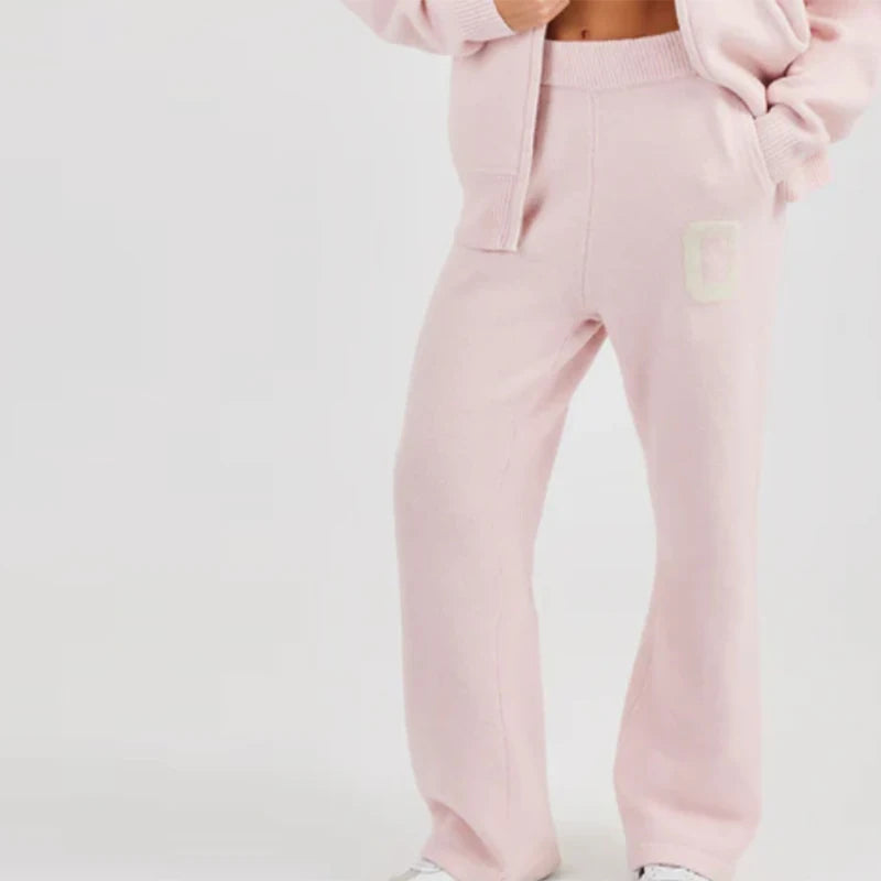 Mode-Cardigan-Hosenanzug Damen Kapuze Reißverschluss Lange Ärmel Lockerer Mantel Gerade Hose 2025 Herbst Lässiger 2-Teiler für Damen
