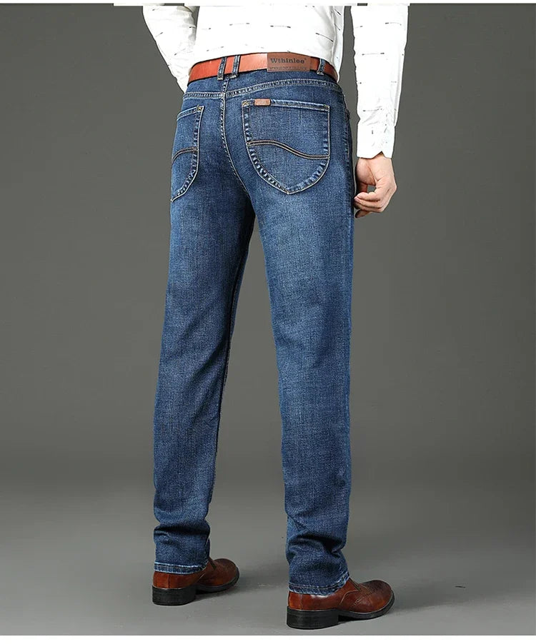 WTHINLEE Business Herren Jeans Casual Straight Stretch Mode Klassische Blaue Arbeits-Denim-Hosen Herren Markenbekleidung Größe 28-40