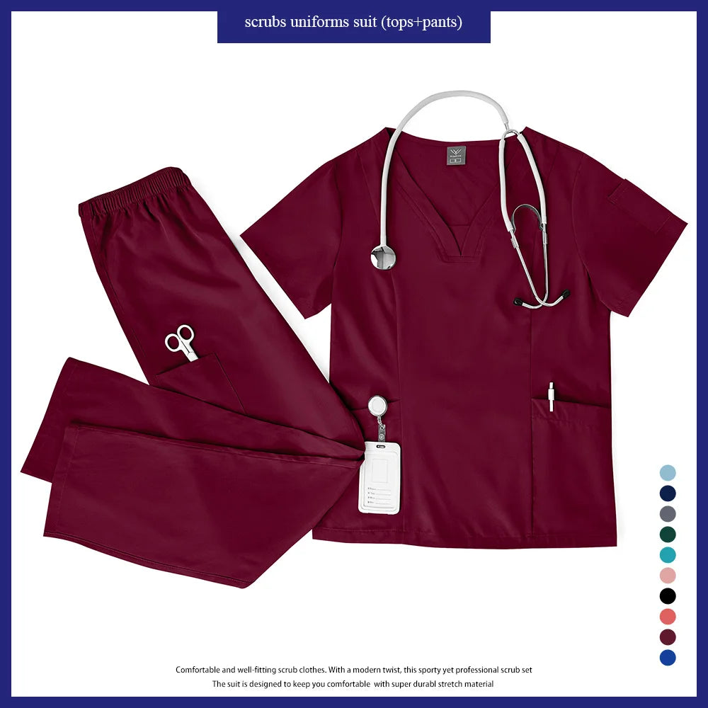 Niaahinn Scrubs Uniforms Sets Großhandel Medizinische Kasacks Stretch-Anzug Gesundheitswesen Pflegeuniform Unisex OP-Kasacks Damen Herren