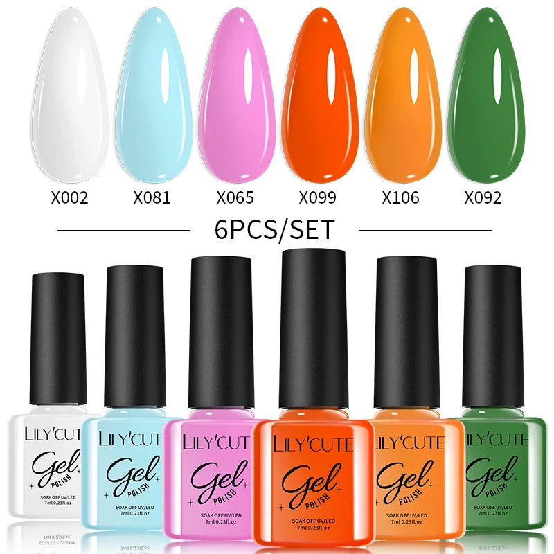 LILYCUTE Nagelgel-Politur-Set, Rosa Grün, Frühling, DIY-Nagelkunst-Design, lang anhaltend, Soak Off UV Gel, Maniküre, Malgel, Vernis-Kit