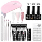 24-teiliges Set 20ml Poly Nail Extension Gel Kit Mini-UV-Lampe Versiegelung mit Basislack Überlack Professionelles Poly-UV-Nagelgel-Kit Starter-Kit
