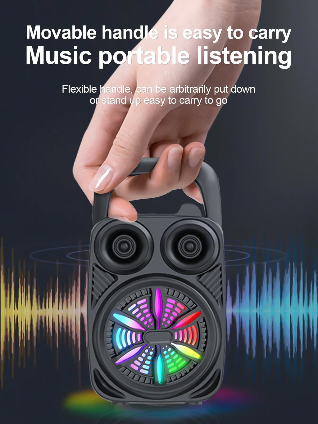 500mAh Bluetooth-Lautsprecher Soundbox Hochleistungs-Bluetooth-Lautsprecher TF-UDisk-Karaoke-Handlautsprecher Subwoofer zum Tanzen