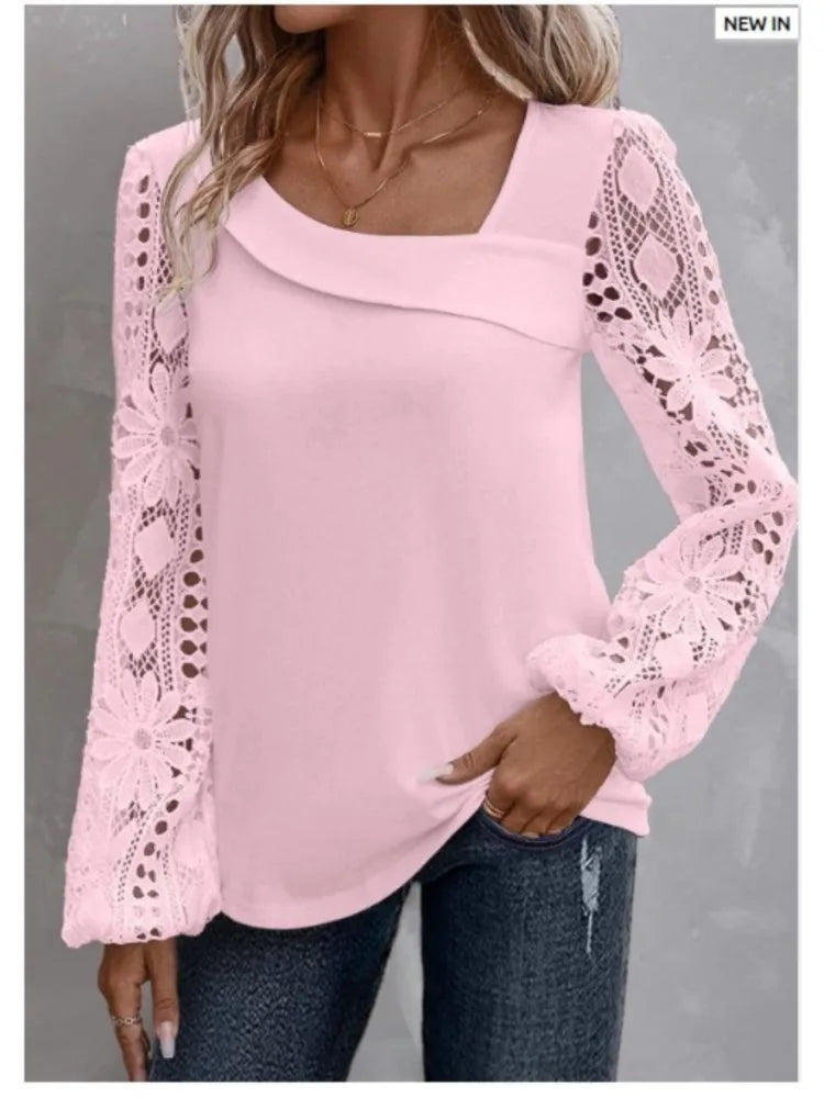 Mode Weiße Spitze Bluse Damen 2023 Neuheiten Hemden und Blusen Elegant Weiblich Locker Langarm Oberteile