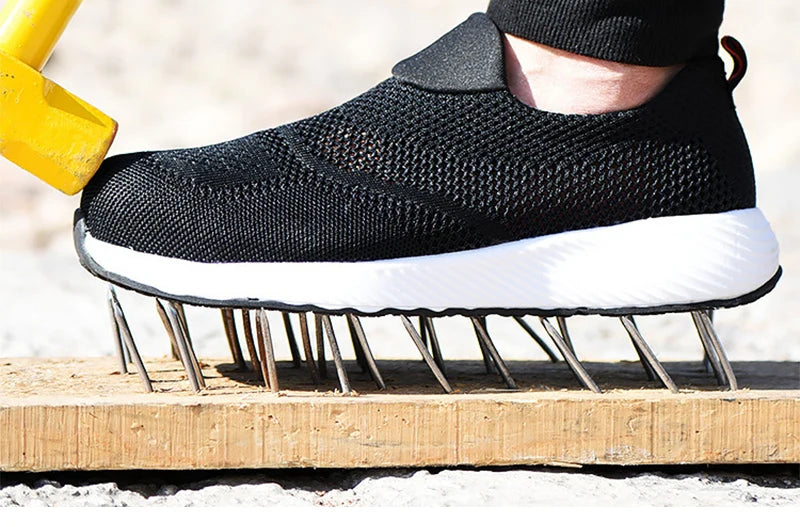 Sommer Mesh Leichte Arbeitssneaker Stahlkappe Schutzarbeitsschuhe Herren Damen Atmungsaktive Bauschuh Arbeitsstiefel Herren