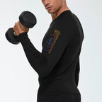 Herren Kompressions-Langarmshirt Schwarz Fitness-T-Shirt Männer Laufen Schnelltrocknend Gym-Top Sonnenschutz Sport-Baselayer
