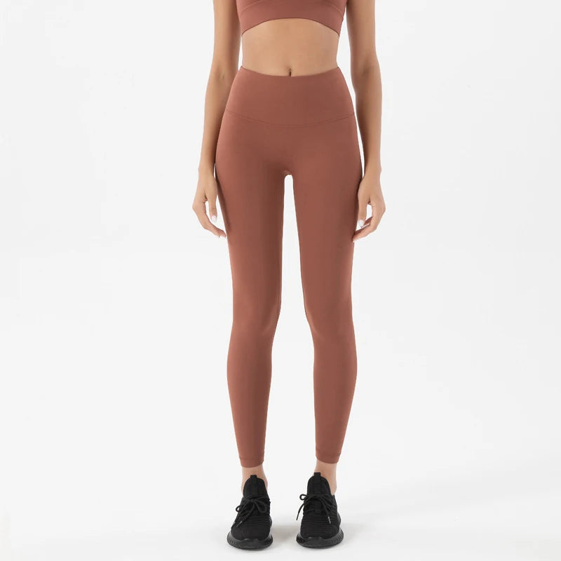 SOISOU Nylon Yogahosen Gym Leggings Damen Mädchen Fitness Weiche Strumpfhosen Hohe Taille Elastisch Atmungsaktiv Keine T-Linie Sporthosen