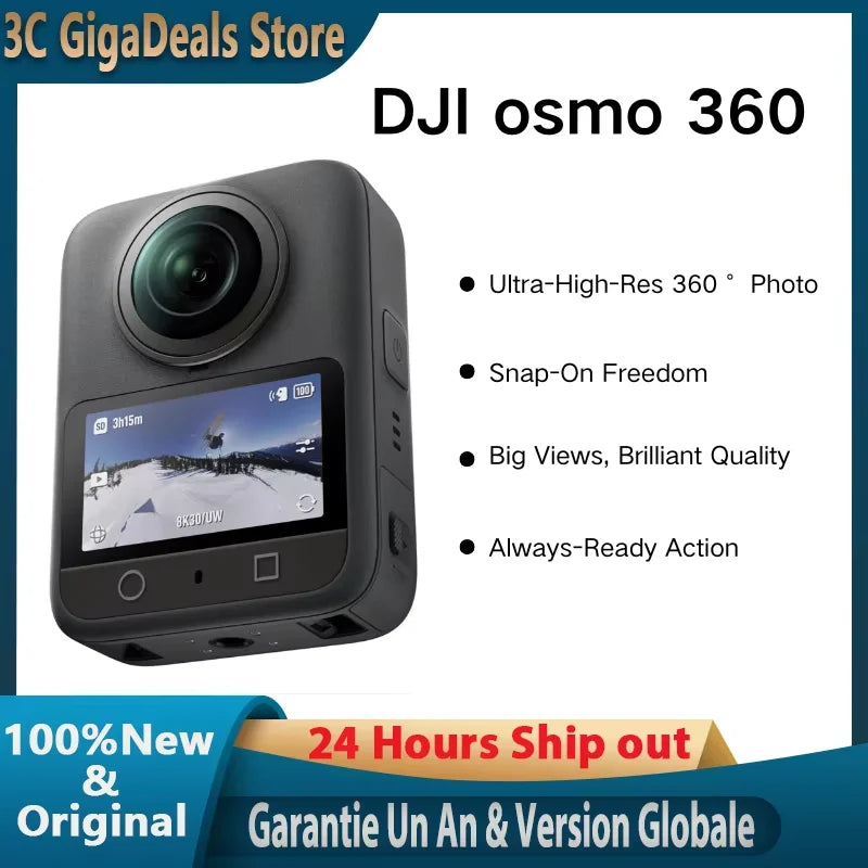 DJI Osmo 360 Kamera, Wasserdichte 8K 360°-Action-Kamera 1-Zoll 360°-Bildgebung, native 8K 360°-Videos, 105 GB, 360°-Action-Kamera