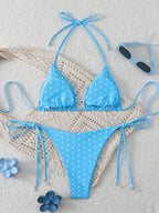 Sexy Micro-Bikini-Sets mit Perlenpunktdruck, Bademode 2026, Badeanzug für Damen, Strandkleidung, Damen Strand Sommer Bikini, zweiteiliger Badeanzug