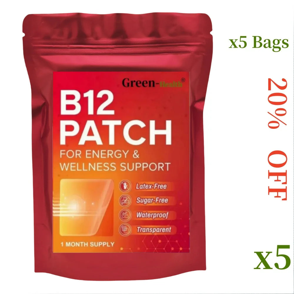 Tägliches B12 Pflaster Transdermal Selbstklebende Natürliche Mischung 30 Stück für 1 Monat Vitamin B12 Pflaster