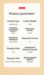 Choice Lenovo th30 kabellose Kopfhörer Bluetooth-Ohrhörer 5.0 faltbares Headset Sportkopfhörer Gaming Fone Bluetooth-Ohrhörer