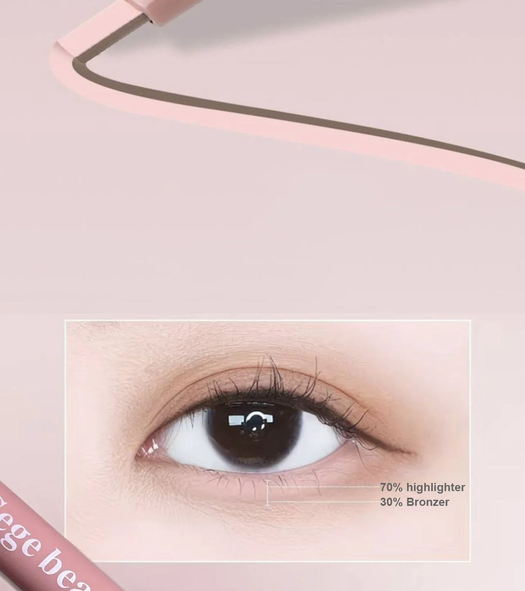 Doppelseitiger Lying Silkworm Stift 2-in-1 Highlighter Nude Unterlidkontur Aegyo-Sal Eyeliner Make-up-Stift mit Detailpinsel