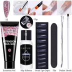 LILYCUTE 15ml Verlängerungsgel-Nagellack-Set Quick Nail Prolong mit Verlängerungsform-Nagelspitzen Acryl-Lösung Maniküre-Werkzeug-Kit