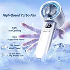 3000 mAh Handheld Mini-Ventilator Elektrischer Handventilator Eiskompresse Hochgeschwindigkeitskühlung USB wiederaufladbar Tragbares LED-Digitaldisplay