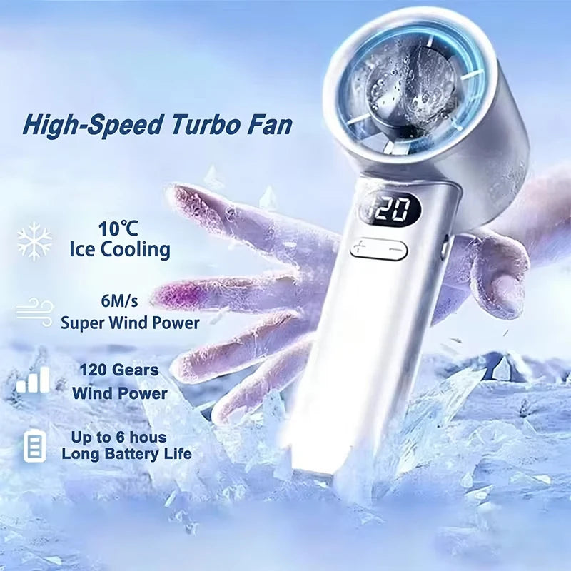 3000 mAh Handheld Mini-Ventilator Elektrischer Handventilator Eiskompresse Hochgeschwindigkeitskühlung USB wiederaufladbar Tragbares LED-Digitaldisplay Hauptbild