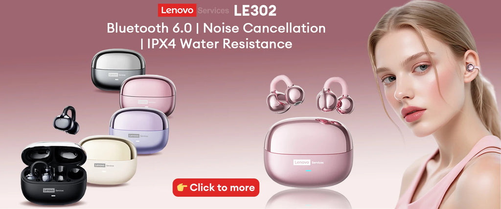 Lenovo LE503 OWS Kabellose Ohrhörer Bluetooth V6.0 Open-Ear Kopfhörer ENC Geräuschunterdrückung Earbuds Wasserdicht Lange Akkulaufzeit