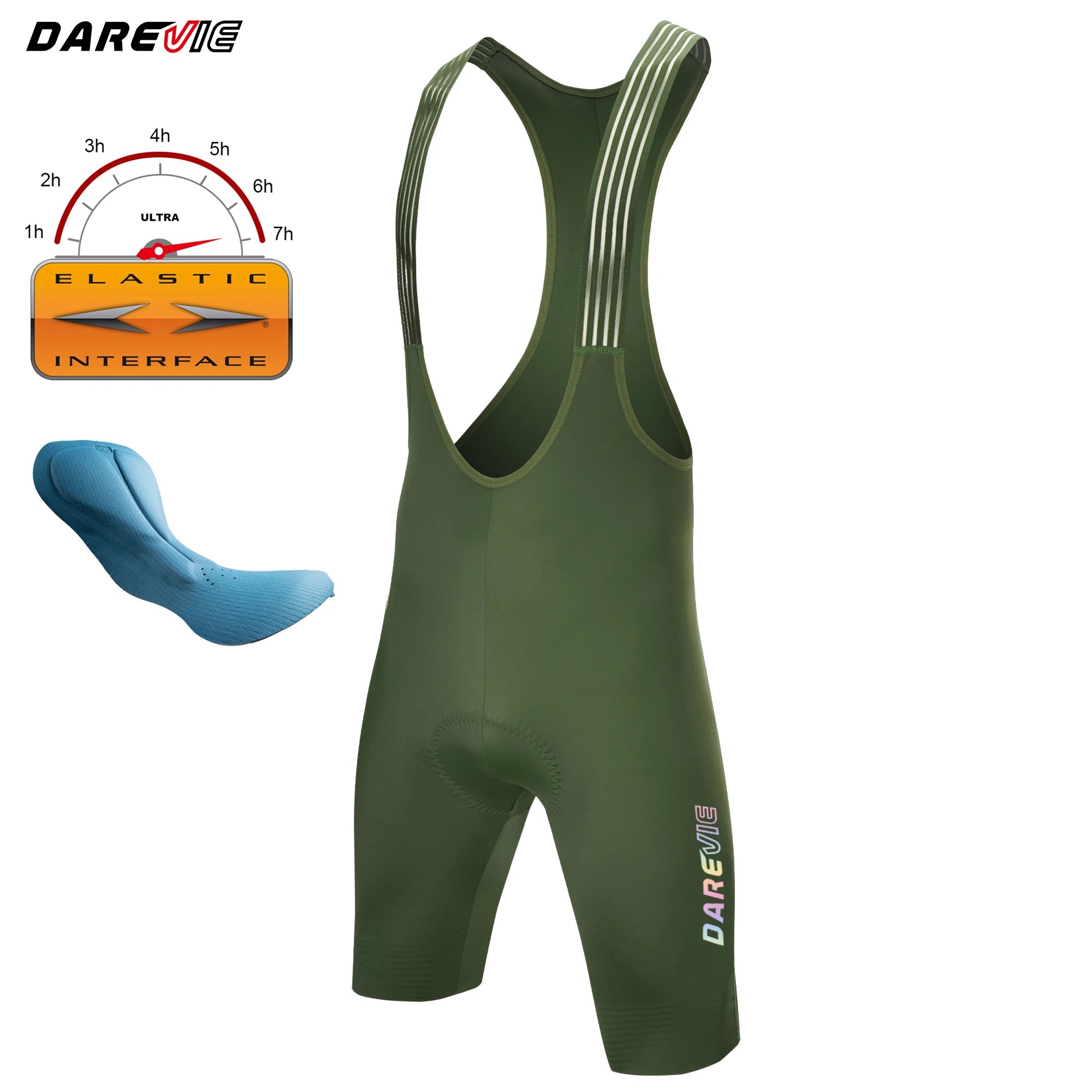 DAREVIE Radhose Seamless 4.0 Italien ELASTIC-INTERFACE Polster Radhose Diamond Beinabschluss Herren Trägerhose