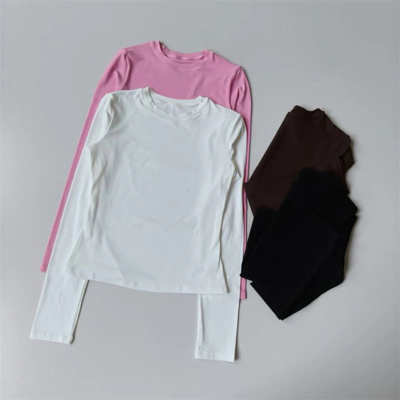 Nahtlose Sport-Langarmshirts Damen Lässiges Outdoor Top Gym Fitness Bekleidung T-Shirt Yoga Shirt Push Up Workout Kleidung Damen