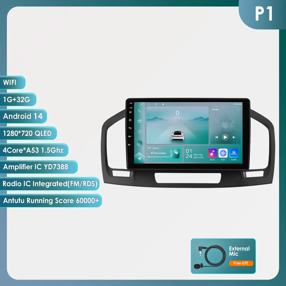 9 Zoll 7862 QLED-Bildschirm 2-Din Android Autoradio Multimedia Video-Player für Buick Regal 1 Opel Insignia GPS Navi Carplay 4G RDS BT
