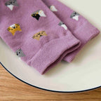 5 Paar Socken mit Katzenmuster, süße & bequeme Allround-Mid-Tube-Socken, Damenstrümpfe & Strumpfwaren
