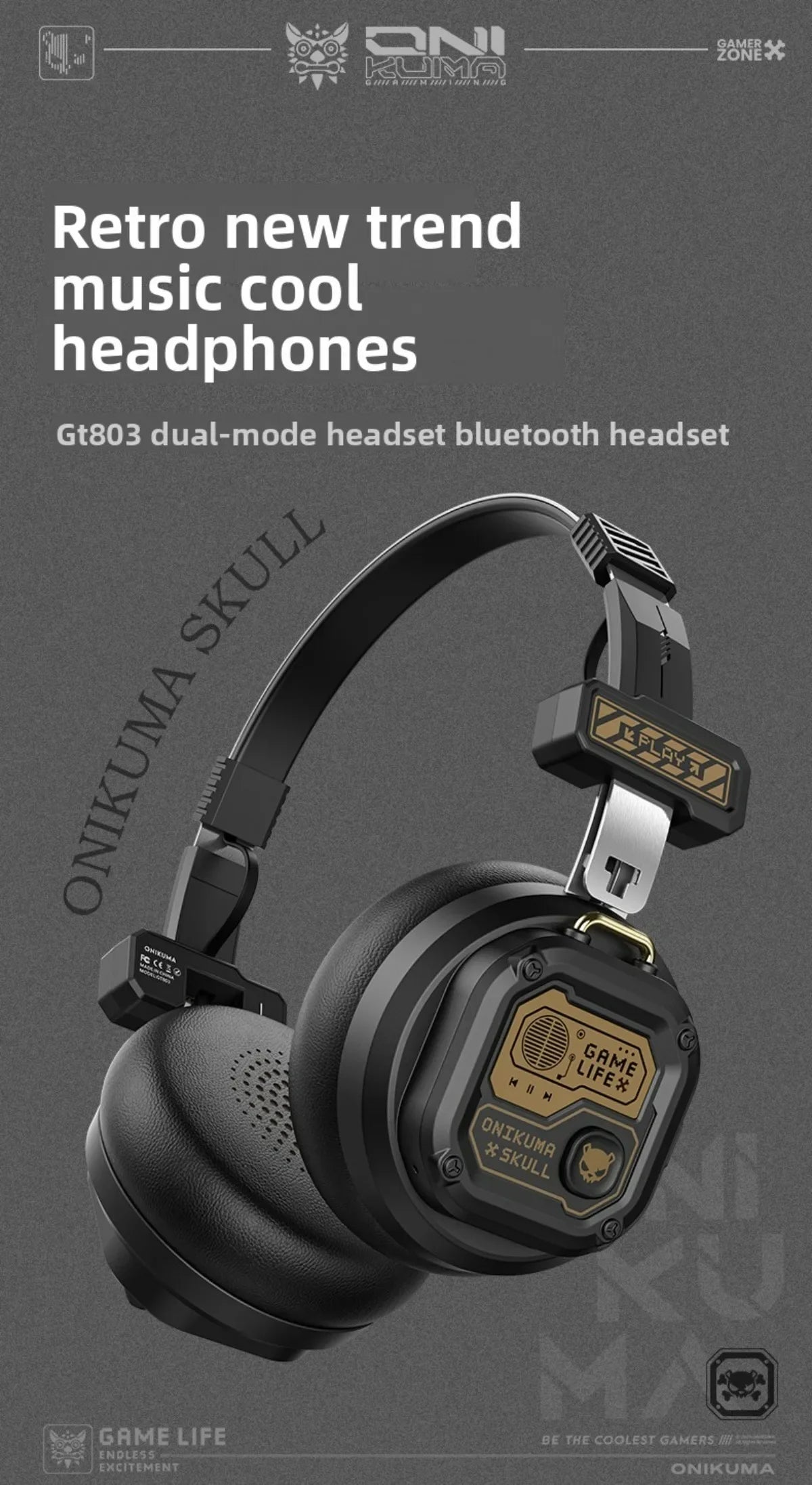 Onikuma Bluetooth Headphones Over Ear Hifi Stereo Music Headset Professional True Sports with Earphones TF/AUX Music Player