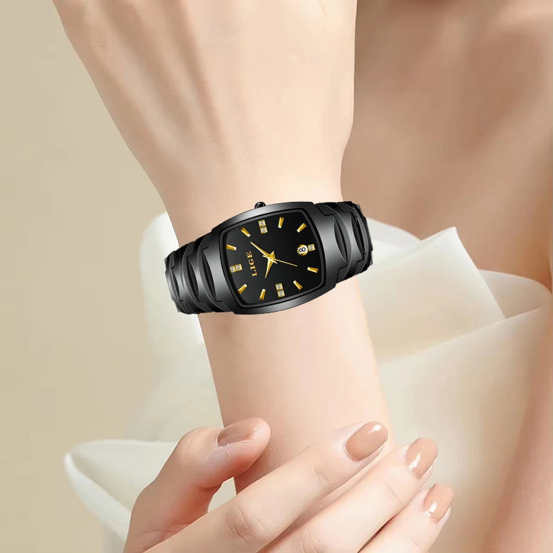 LIGE Fashion Luxury Woman Watch Simple Elegant Stainless Steel Casual Quartz Watches for Women Calendar Ladies Romantic Gift New
