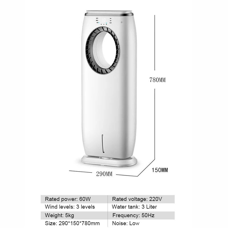 Wassergekühlter Klimaanlagen-Ventilator-Kühler, blattlose elektrische Kühlung, Fernbedienung, Zeitschaltuhr, Luftbefeuchter, Klimaanlage, Kühler EU