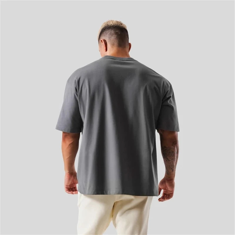 LYFT 100% Cotton Men's Gym T-Shirt Loose Fit Short Sleeve Sport Fitness Running Workout Training Shirt in Sizes M to XXXL
