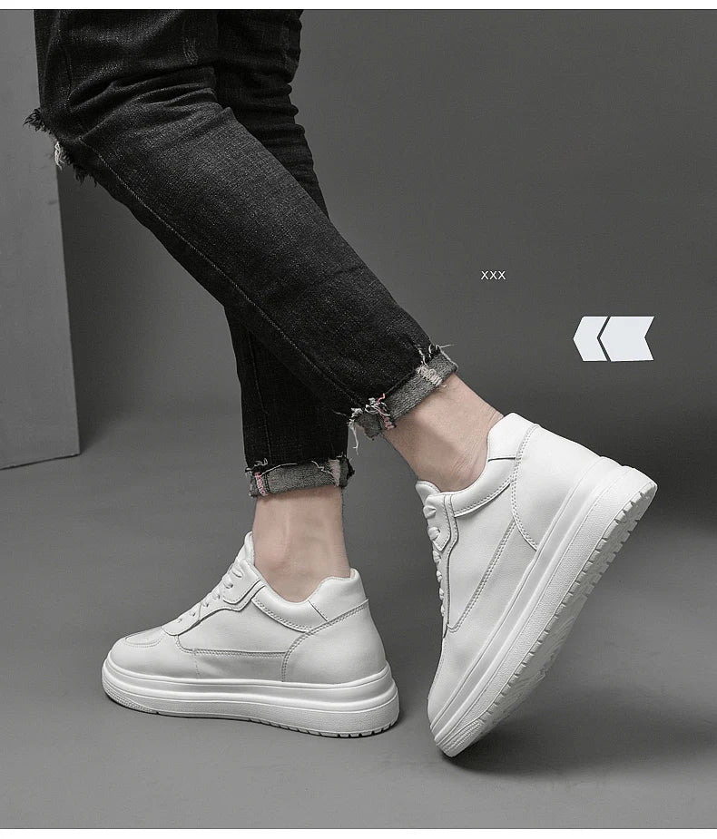Hochwertige Herren-Sneaker, erhöhte Herrenschuhe, modische Freizeitschuhe, bequeme Leder-Sportschuhe, Höhenzunahme 6/8/10 cm