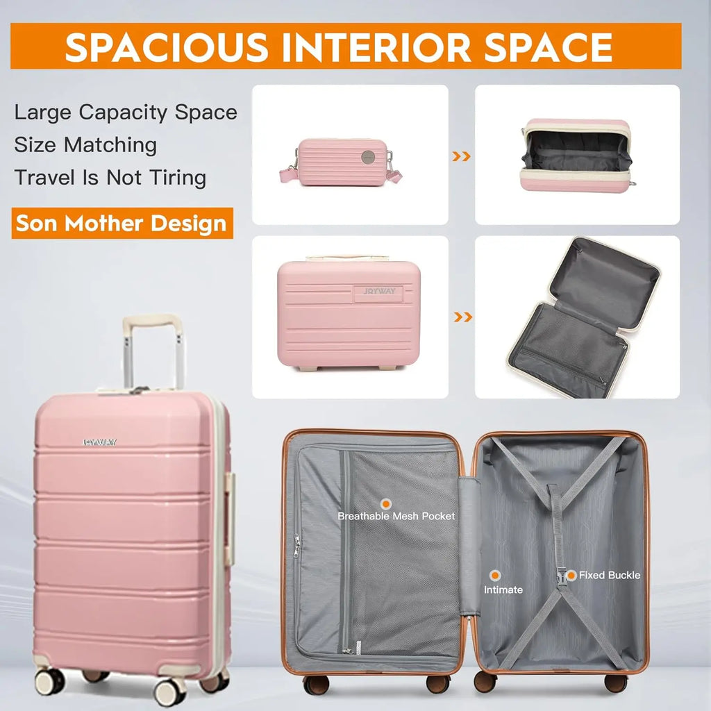 Joyway Reisegepäck-Sets, stilvolles Handgepäck und Koffer-Set, robust, langlebig, kratzfest, TSA-Schloss, Spinner-Räder