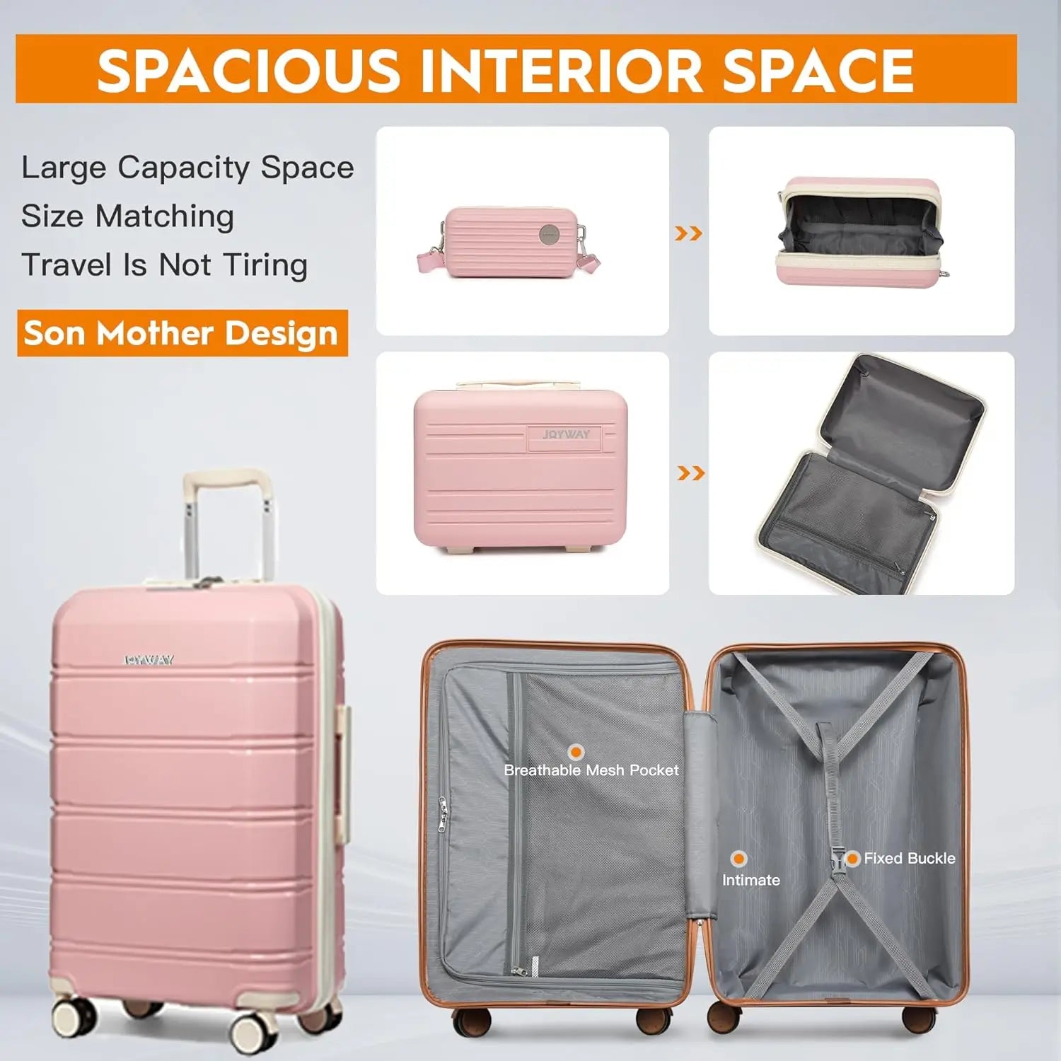 Joyway Reisegepäck-Sets, stilvolles Handgepäck und Koffer-Set, robust, langlebig, kratzfest, TSA-Schloss, Spinner-Räder