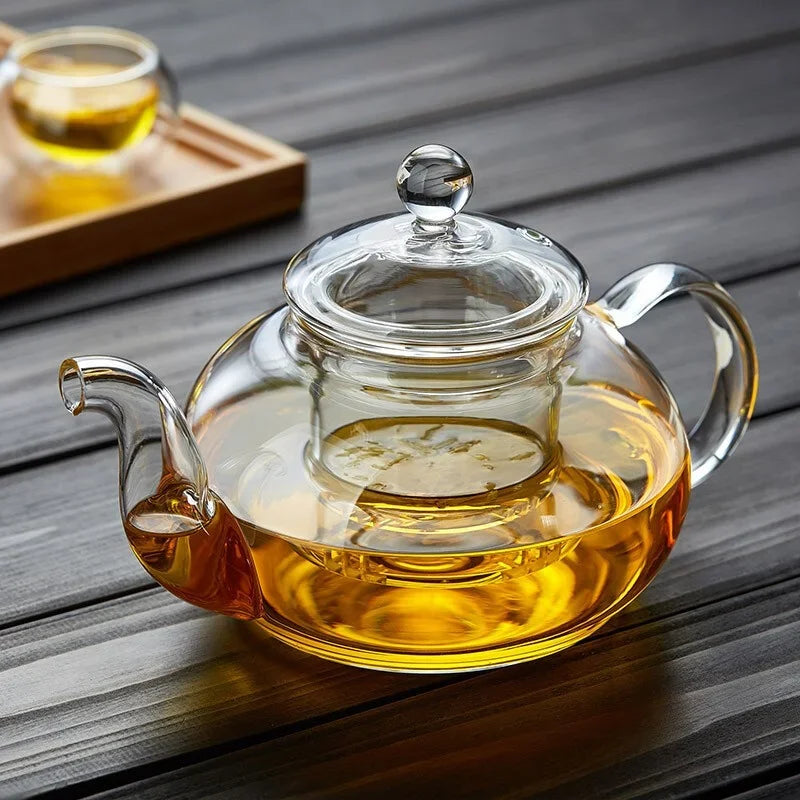 400ml/1000ml Filterable Heat-resistant Thickened Glass Teapot High Borosilicate Glass Flower Tea Pot Heatable Glass Tea Set Hauptbild