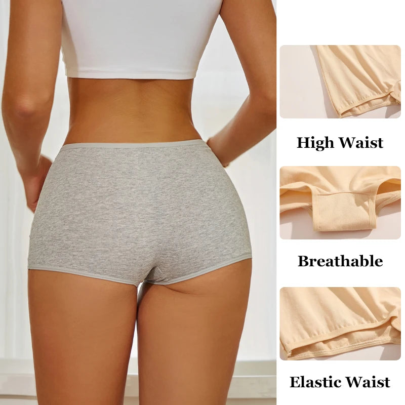 FINETOO 3er-Pack Damen Baumwoll-Boyshorts Atmungsaktive Low-Waist Unifarben Unterwäsche Damen Legere Sport Boxershorts Unterhosen