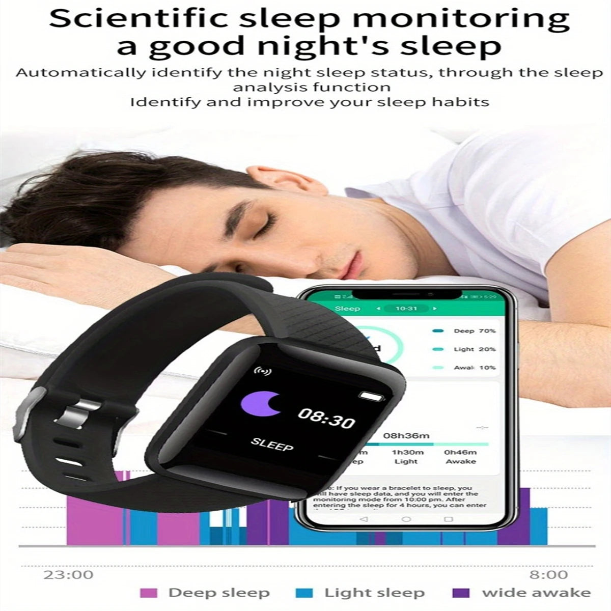 Multifunktionale Smartwatch für Damen und Herren, Bluetooth-verbunden, Telefon, Musik-Player, Fitness-Sportarmband, Schlafmonitor D13 Smartwatch