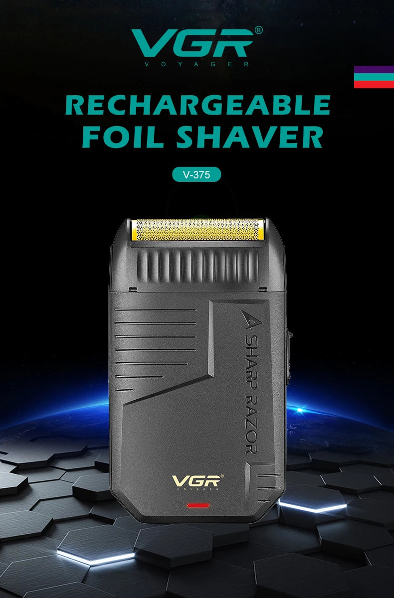 VGR Rasierer Wiederaufladbarer Rasierer Professioneller Bartschneider Elektrischer Trimmer Schwingrasierer Finishing Shaver für Herren V-375